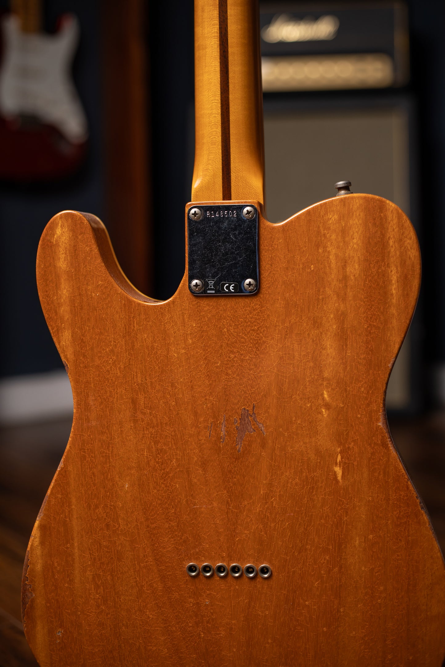 Fender Dual Stack HS Tele Relic Electric Guitar - Orange Sparkle Top with Natural Body