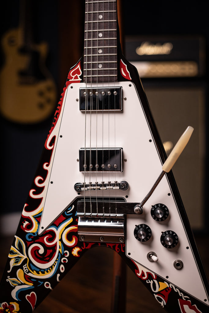 2006 Gibson Custom Shop Jimi Hendrix Psychedelic Flying V Electric Guitar - Ebony
