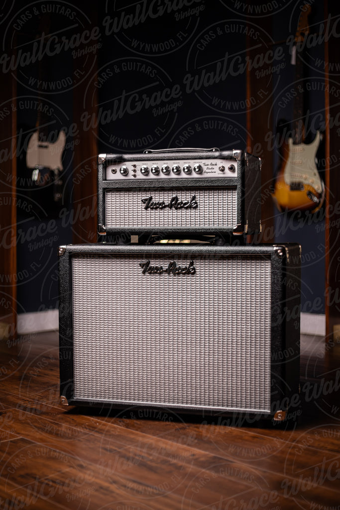 PRE-ORDER! Two-Rock Studio Signature 35 Watt Tube Head and 12-65B 1x12 Extension Cabinet - Black Bronco, Blue-White-Silver Grill, Silver Knobs, Silver Rope Piping