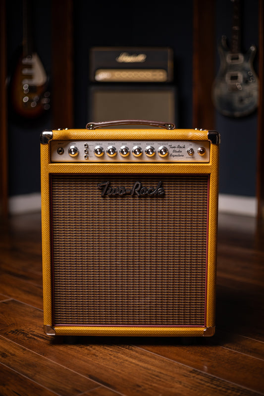 IN STOCK! Two-Rock Studio Signature 35 Watt Combo Amp - Lacquered Amber Tweed, Oxblood Stripe Cloth, Maroon Piping