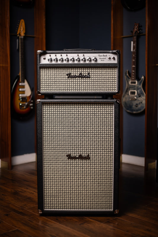 IN-STOCK! - Two-Rock Bloomfield Drive 100/50w Tube Head and Cabinet - Black Bronco Tolex, Large Checked Cloth, White Piping