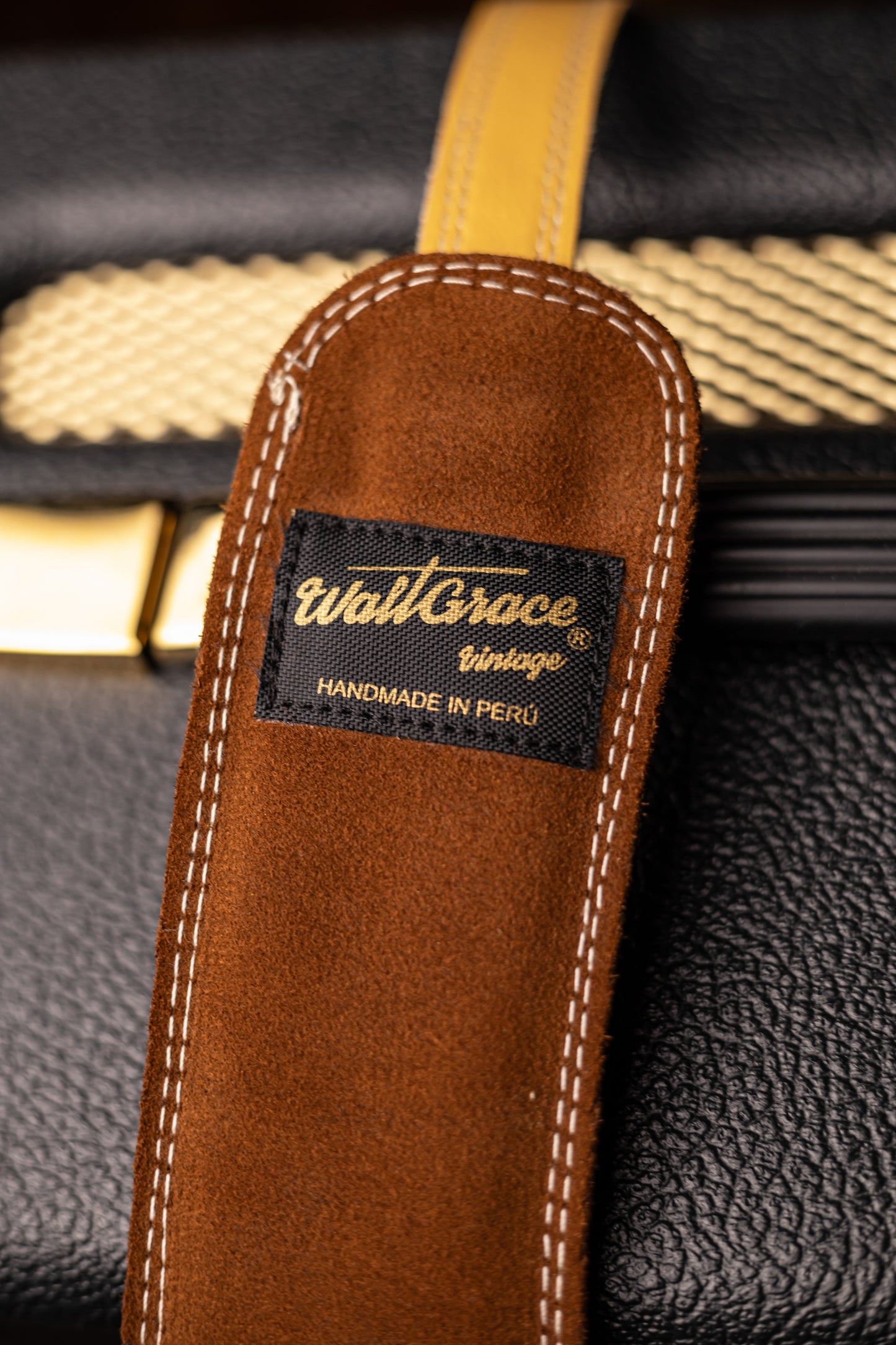 Walt Grace Vintage Leather Guitar Straps - '50s Style Black