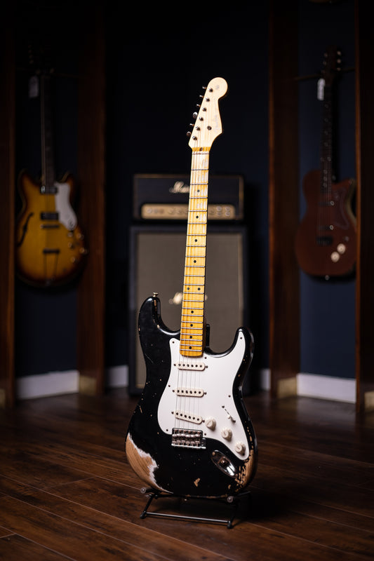 2022 Fender Custom Shop Wildwood Custom 1955 Stratocaster Relic Electric Guitar - Aged Black