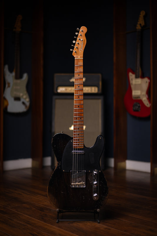 Fender Limited Edition Roasted Reverse '50s Telecaster Heavy Relic, 1-Piece Roasted Quartersawn Maple Neck Electric Guitar - Ebony Transparent