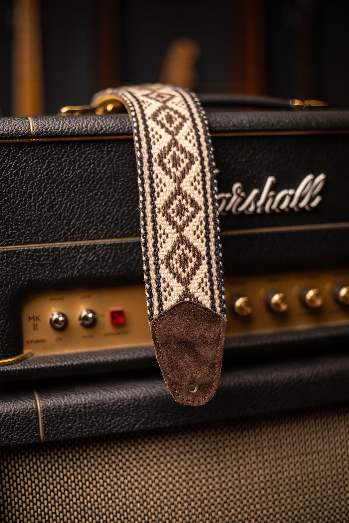 Walt Grace Vintage Wool with Brown Suede Guitar Straps