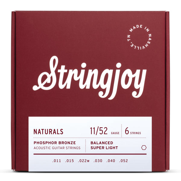 Stringjoy Naturals | Super Light Gauge 11-52 Phosphor Bronze Acoustic Guitar Strings