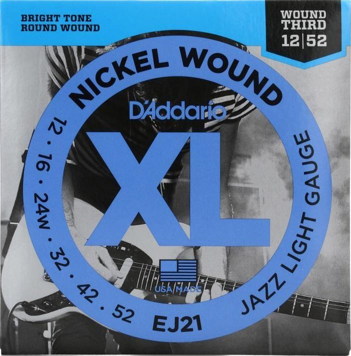 D’Addario EJ21 XL Nickel Wound Jazz Light 12-52 Electric Strings