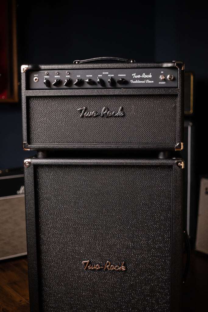 Two-Rock Traditional Clean 100 Watt Tube Head and 12-65B 2x12 Extension Cabinet - Black Bronco, Sparkle Matrix Grill