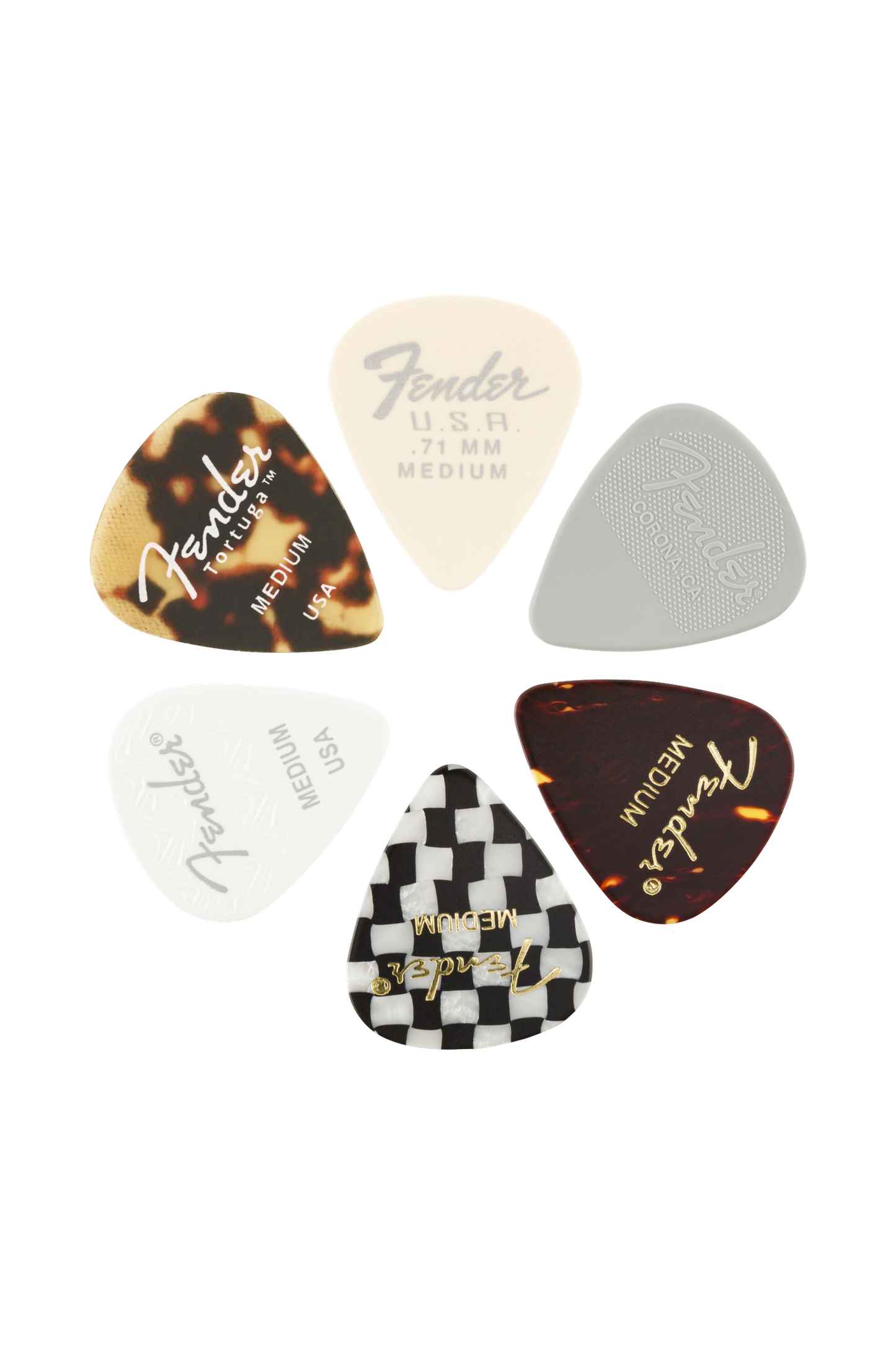Fender Material Medley 351 Shape Picks - 6 Pack