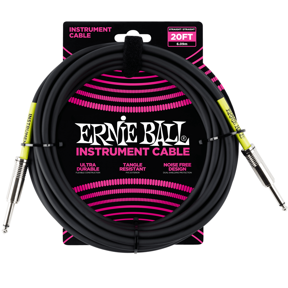 Ernie Ball Instrument Cable 20'  - Black - Walt Grace Vintage
