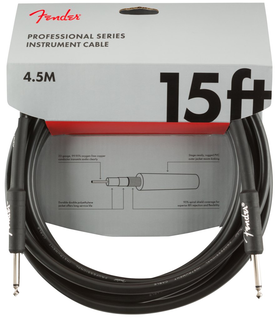 Fender Professional Series Instrument Cable 15' - Black