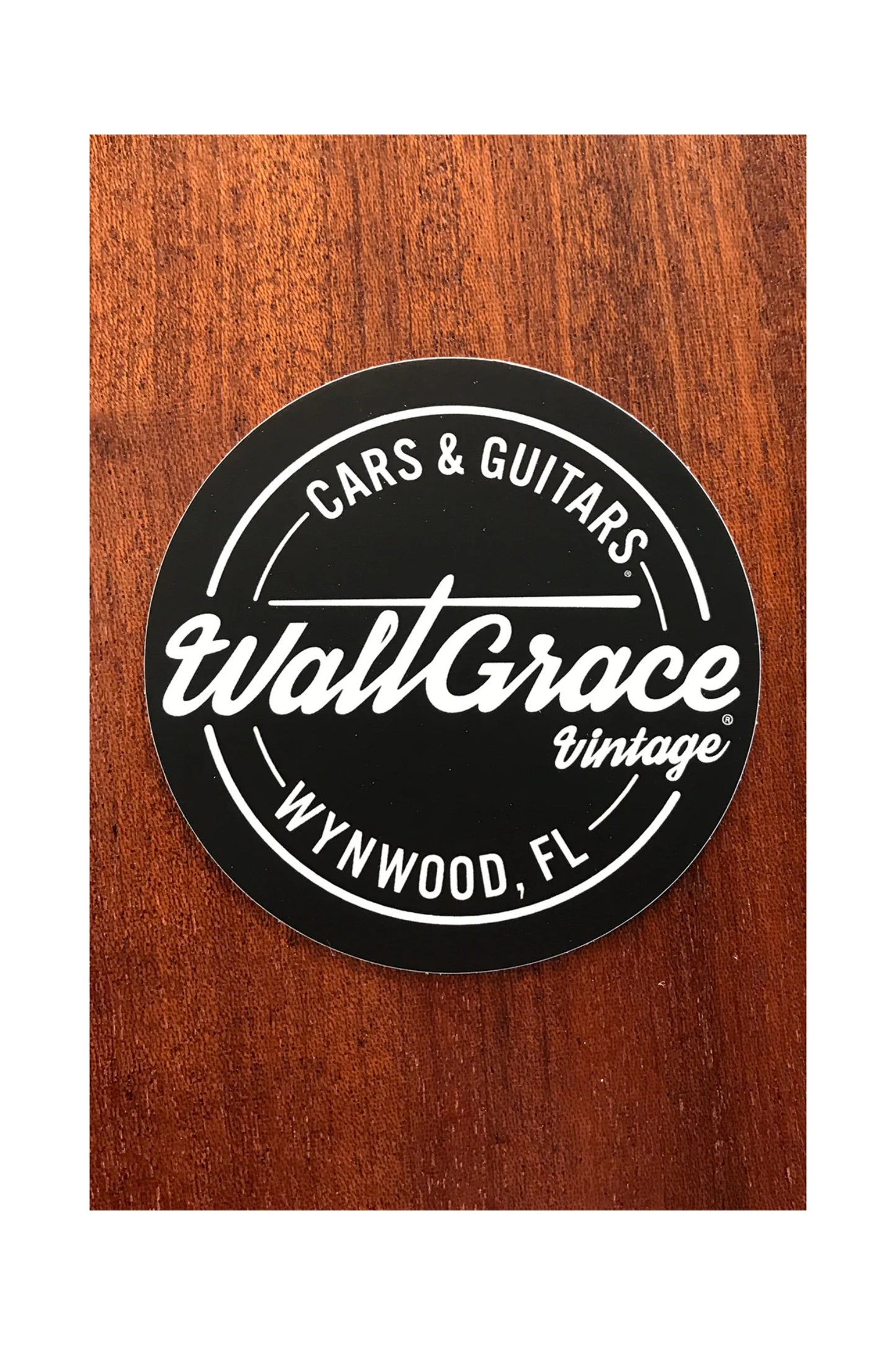 Walt Grace Vintage Round Sticker 3" - Black