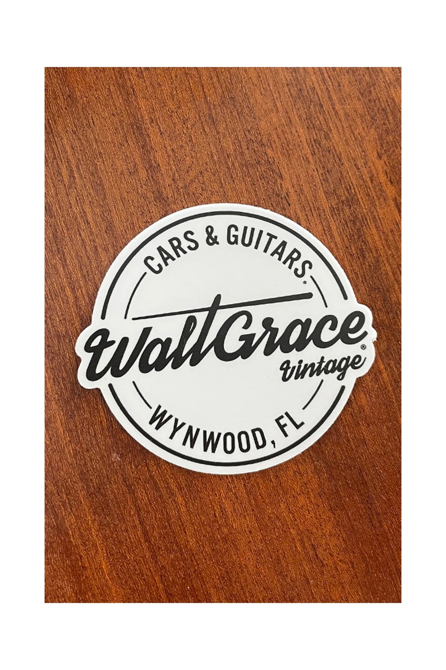 Walt Grace Vintage Round Sticker 3.5" - White