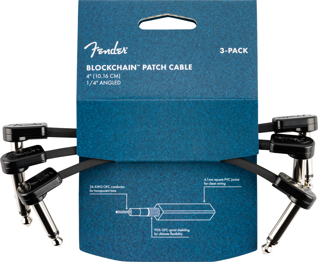 Fender Blockchain Patch Cable 4” 3-Pack