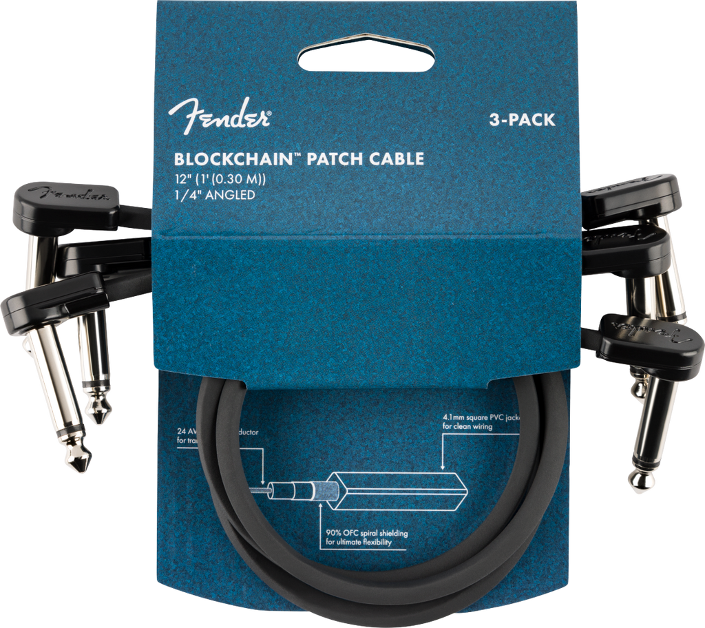 Fender Blockchain Patch Cable 12” 3-Pack