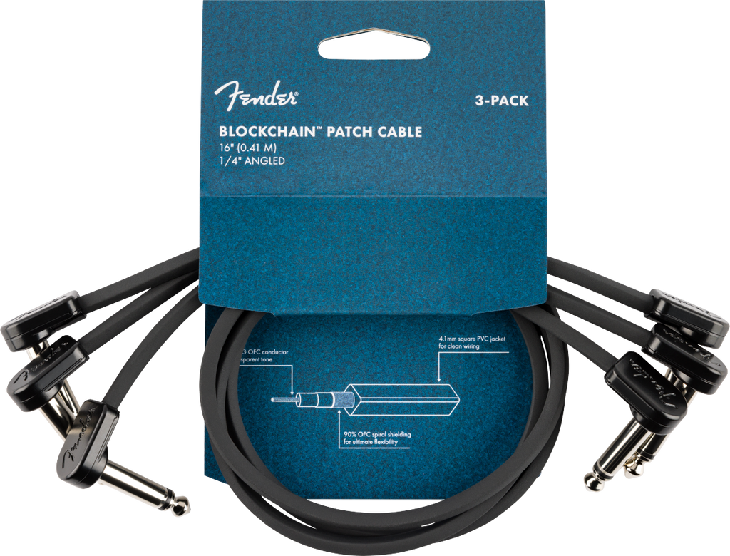 Fender Blockchain Patch Cable 16” 3-Pack