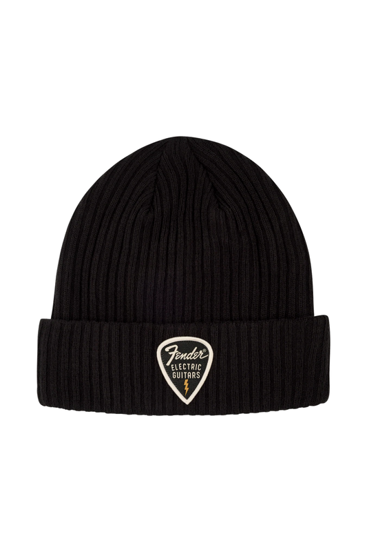Fender Pick Patch Ribbed Beanie - Black