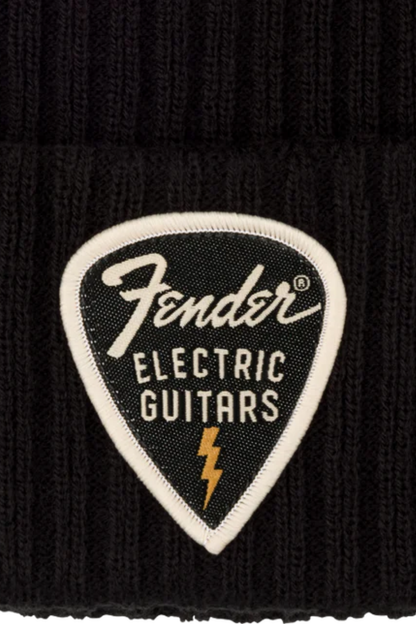 Fender Pick Patch Ribbed Beanie - Black