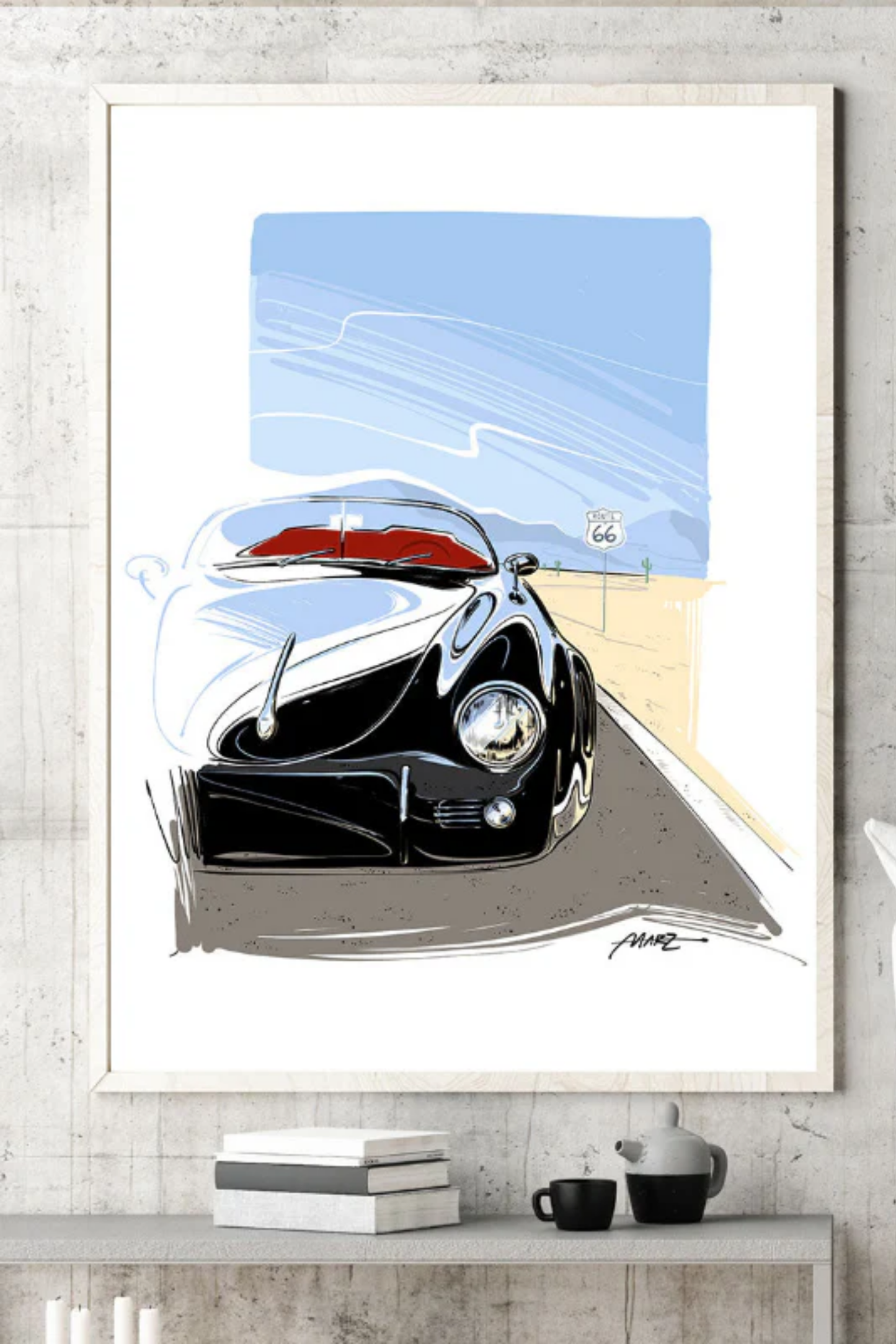 Marz Ink - Porsche 356 "Outlaw on Route 66" - 1 of 50 (ACRYLIC/METAL)