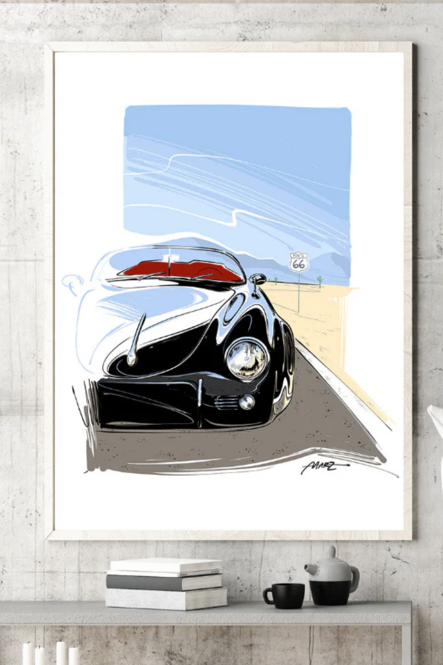 Marz Ink - Porsche 356 "Outlaw on Route 66" - 1 of 50 (ACRYLIC/METAL)