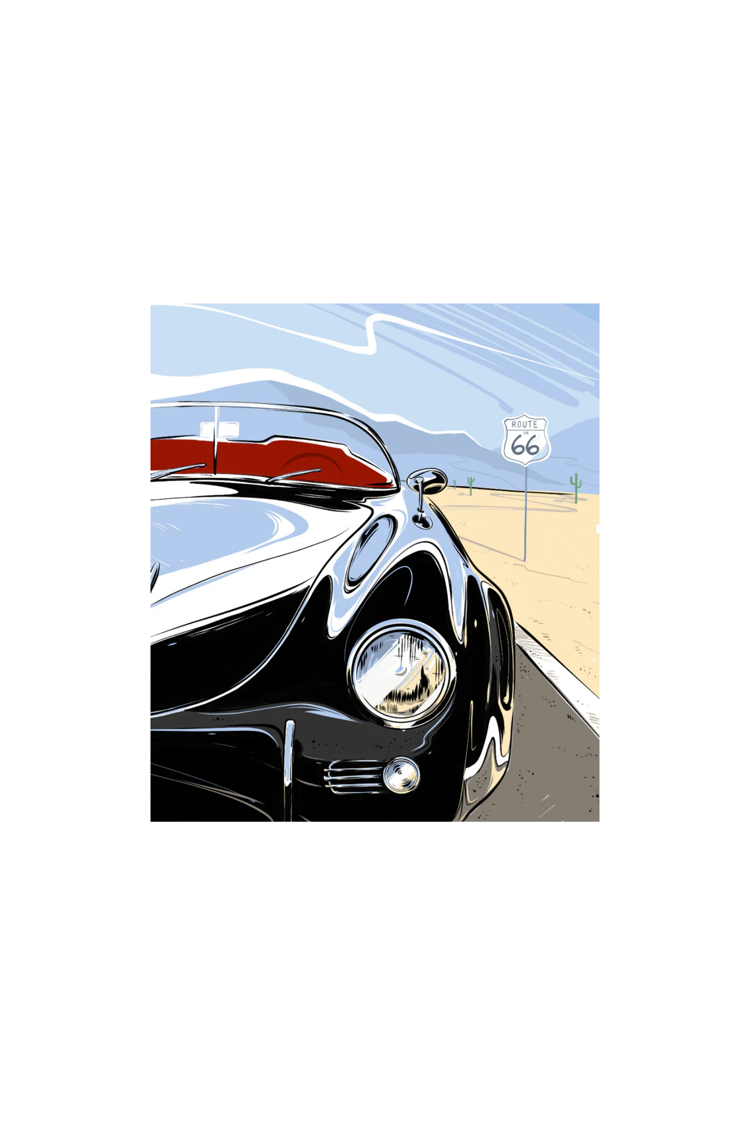 Marz Ink - Porsche 356 "Outlaw on Route 66" - 1 of 50 (ACRYLIC/METAL)