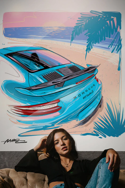 Marz Ink - Porsche Turbo S - Beach (Miami Blue) (ACRYLIC/METAL) - 1 of 50