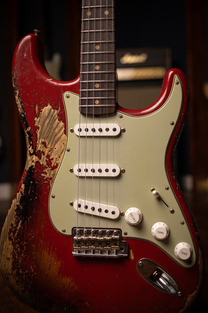 Fender Custom Shop 1961 Stratocaster Super Heavy Relic Electric Guitar - Aged Dakota Red over 3-Color Sunburst