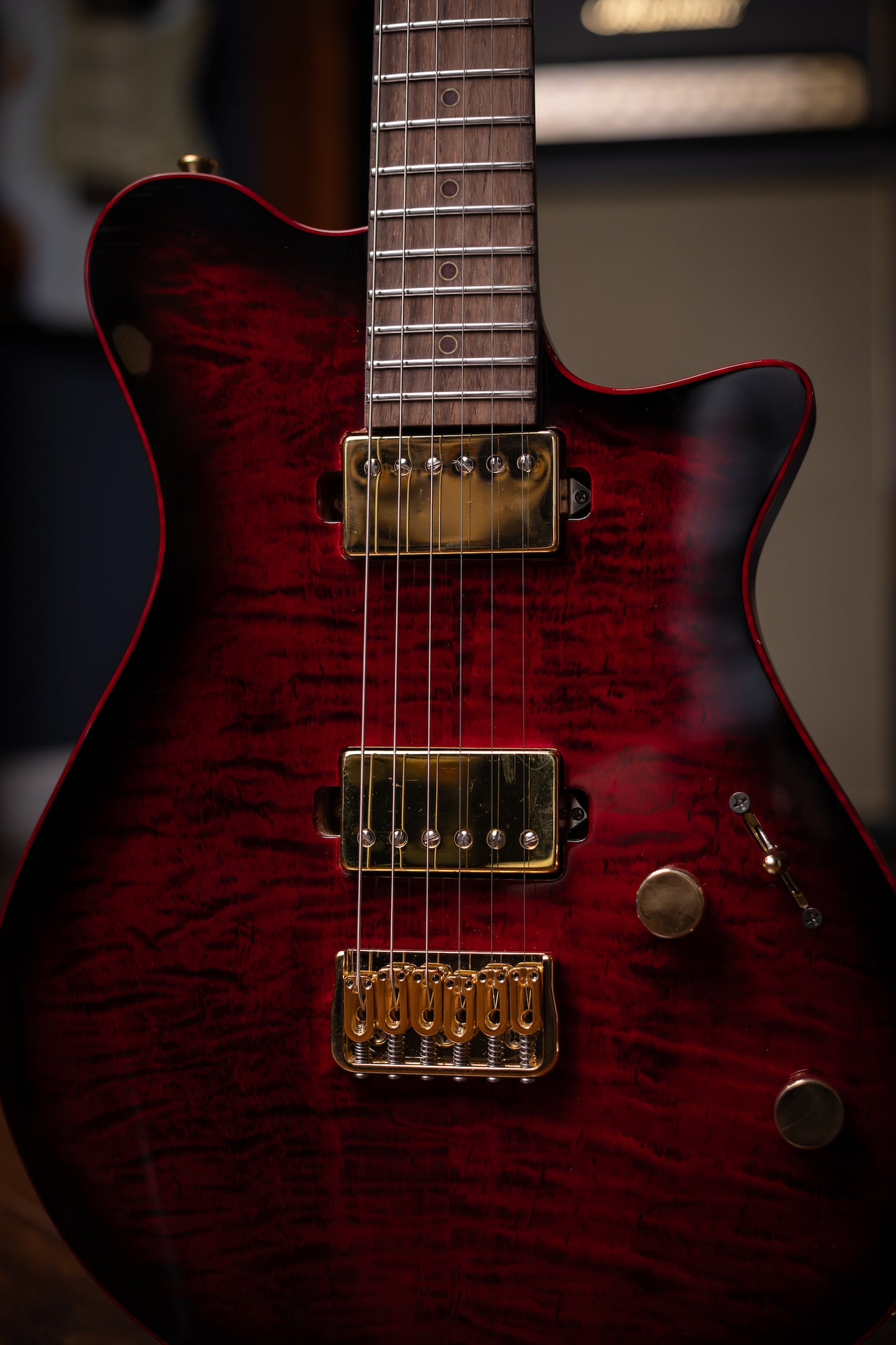 Carneglia Custom Shop Sublime Flame Maple Top Electric Guitar - Diablo Translucent Red Burst