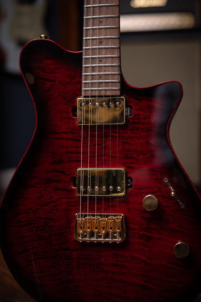 Carneglia Custom Shop Sublime Flame Maple Top Electric Guitar - Diablo Translucent Red Burst