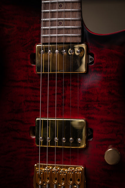 Carneglia Custom Shop Sublime Flame Maple Top Electric Guitar - Diablo Translucent Red Burst