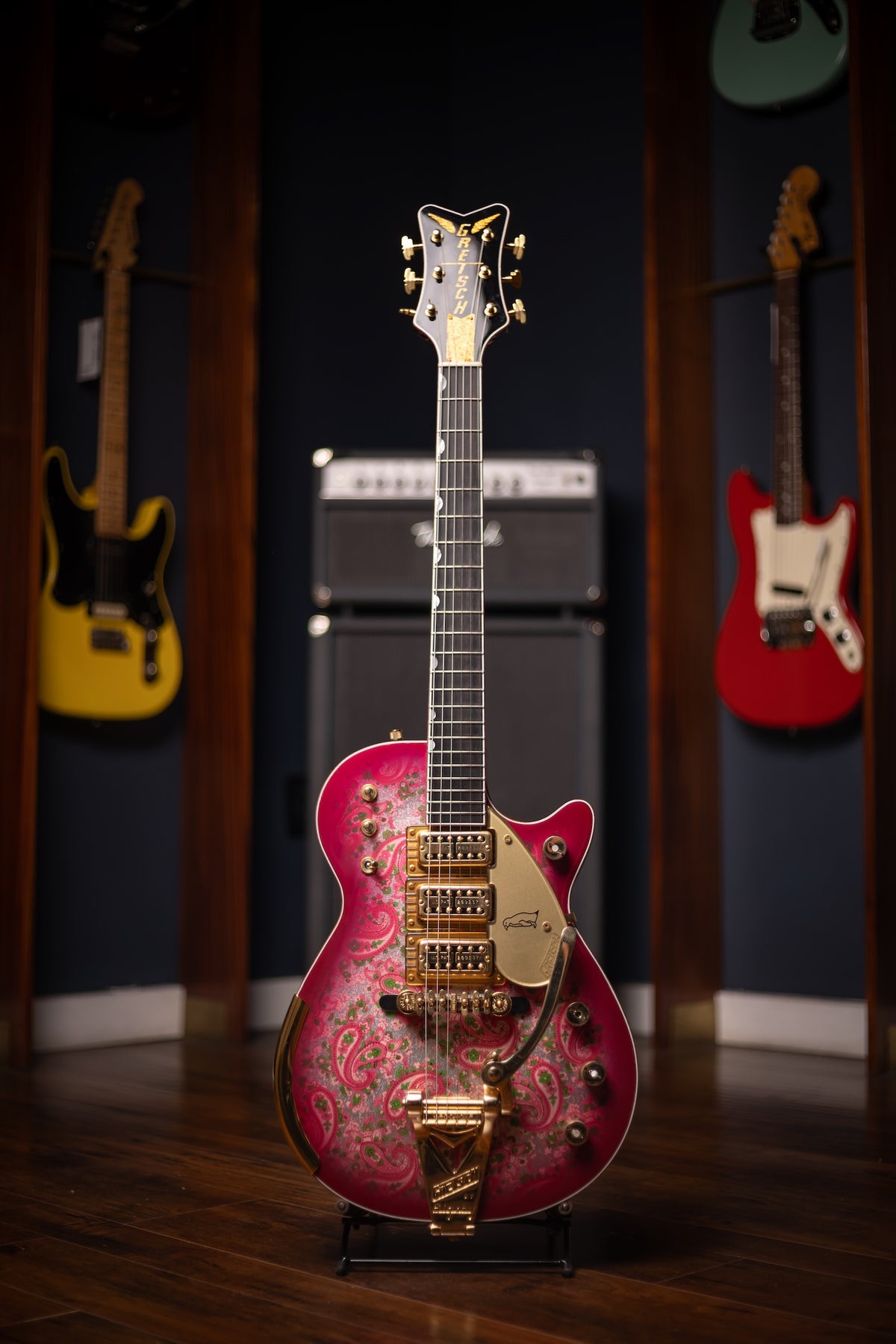 Pre Owned Gretsch Masterbuilt Pink Paisley Penguin Electric Guitar