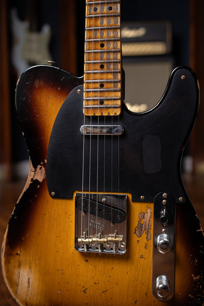 Fender 1951 Telecaster Nocaster Heavy Relic, 1-Piece Quartersawn Maple Neck Electric Guitar - 2-Color Sunburst