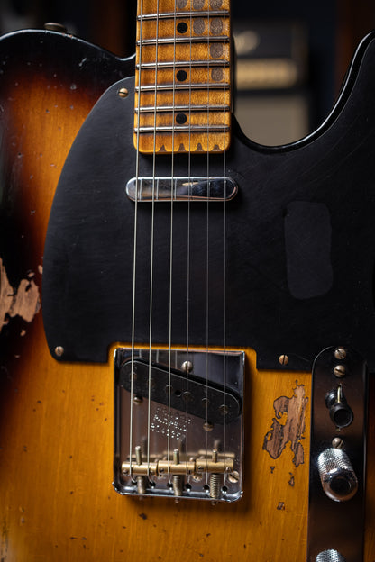 Fender 1951 Telecaster Nocaster Heavy Relic, 1-Piece Quartersawn Maple Neck Electric Guitar - 2-Color Sunburst