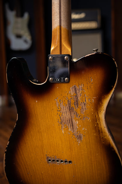 Fender 1951 Telecaster Nocaster Heavy Relic, 1-Piece Quartersawn Maple Neck Electric Guitar - 2-Color Sunburst