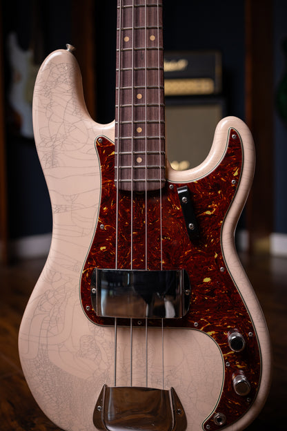 Fender Custom Shop 1960 Precision Bass DLX Closet Classic - Faded Aged Shell Pink