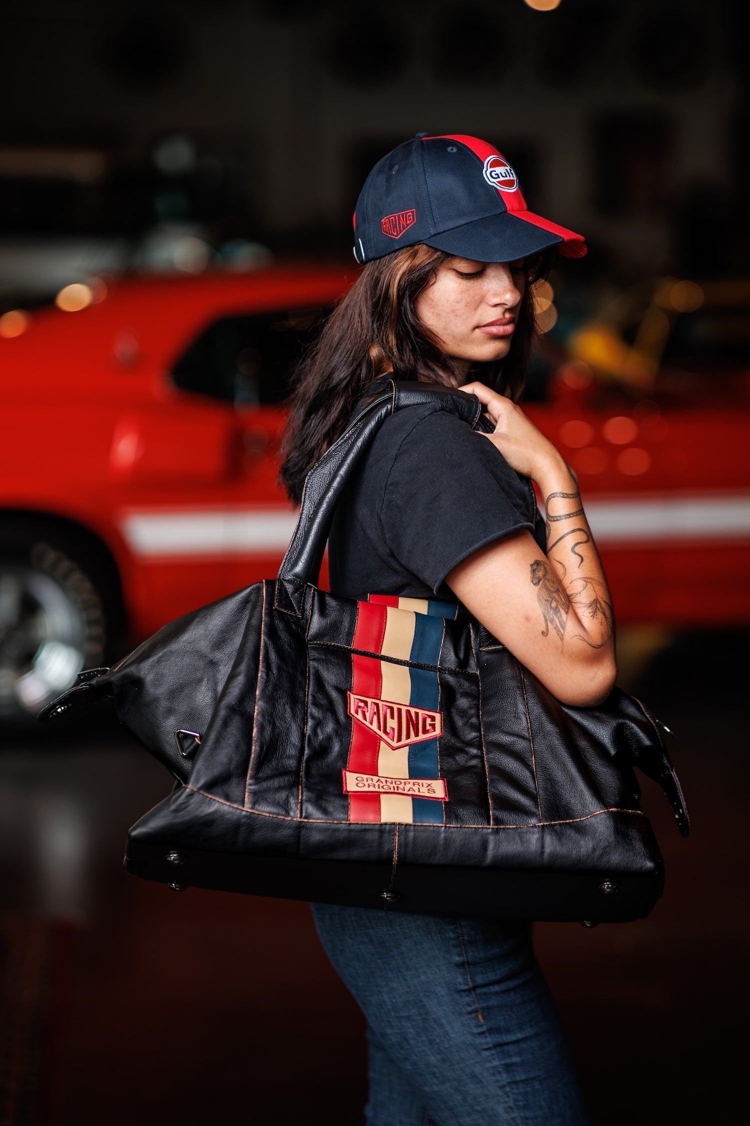 Vintage Leather Monza Duffel Bag - Black