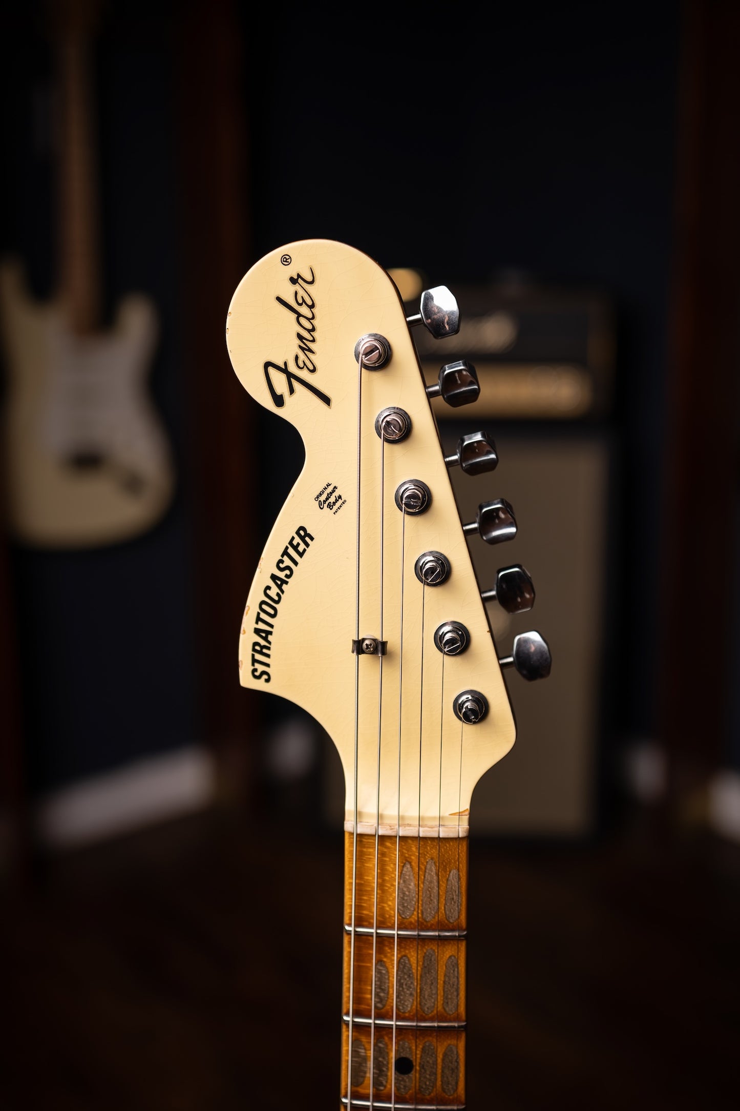 Fender Custom Shop 1969 Stratocaster Heavy Relic Electric Guitar - Aged Vintage White with Matching Headcap