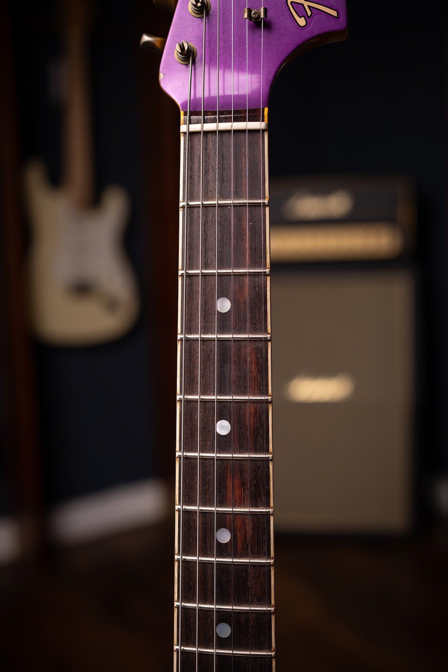 Fender Custom Shop 1965 Jaguar Heavy Relic Electric Guitar - Faded Purple Metallic