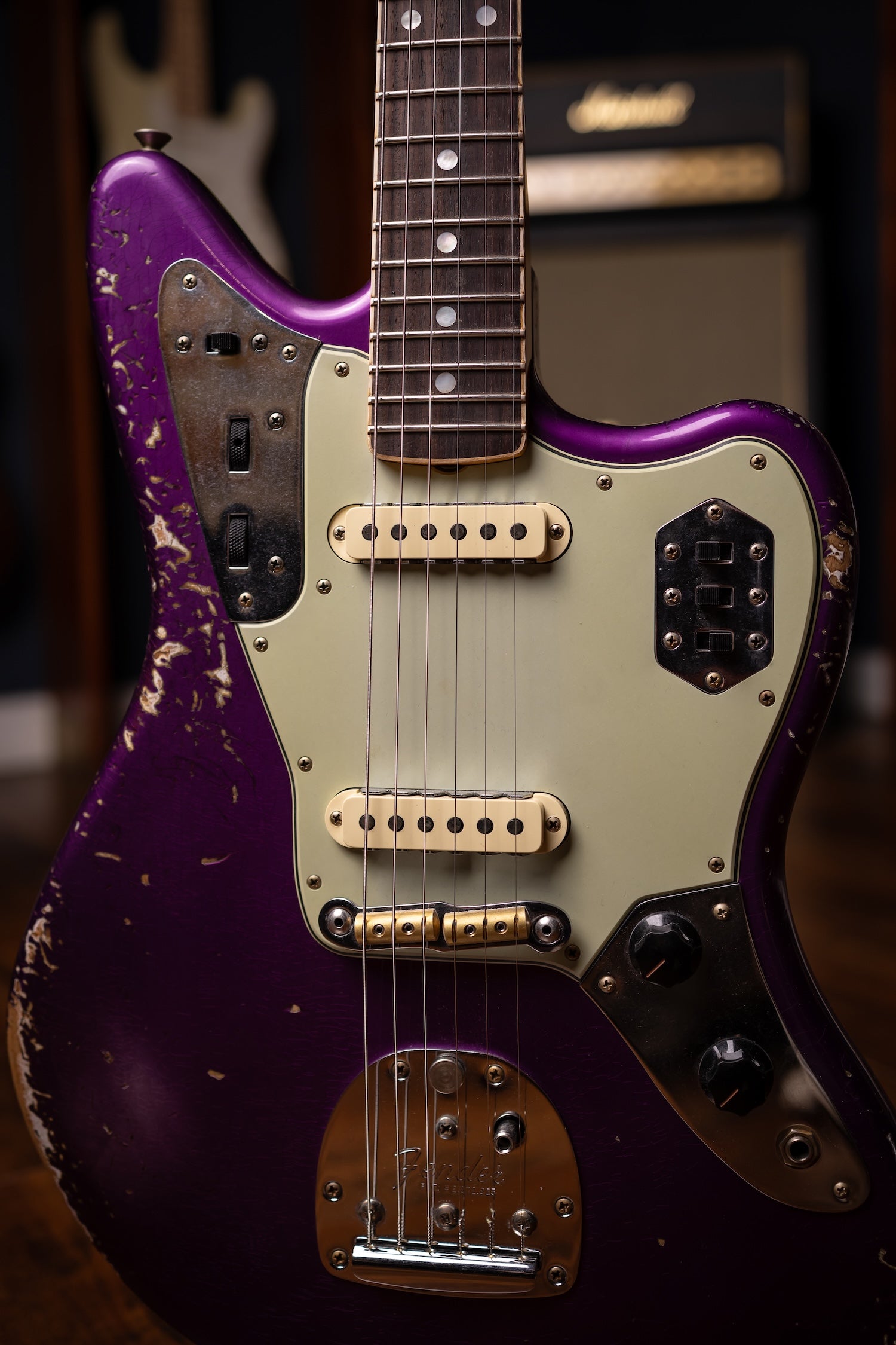 Fender Custom Shop 1965 Jaguar Heavy Relic Electric Guitar - Faded Purple Metallic