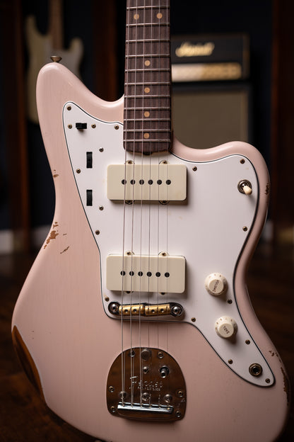 Fender Custom Shop 1963 Jazzmaster® Relic®, Rosewood Fingerboard Electric Guitar - Aged Shell Pink