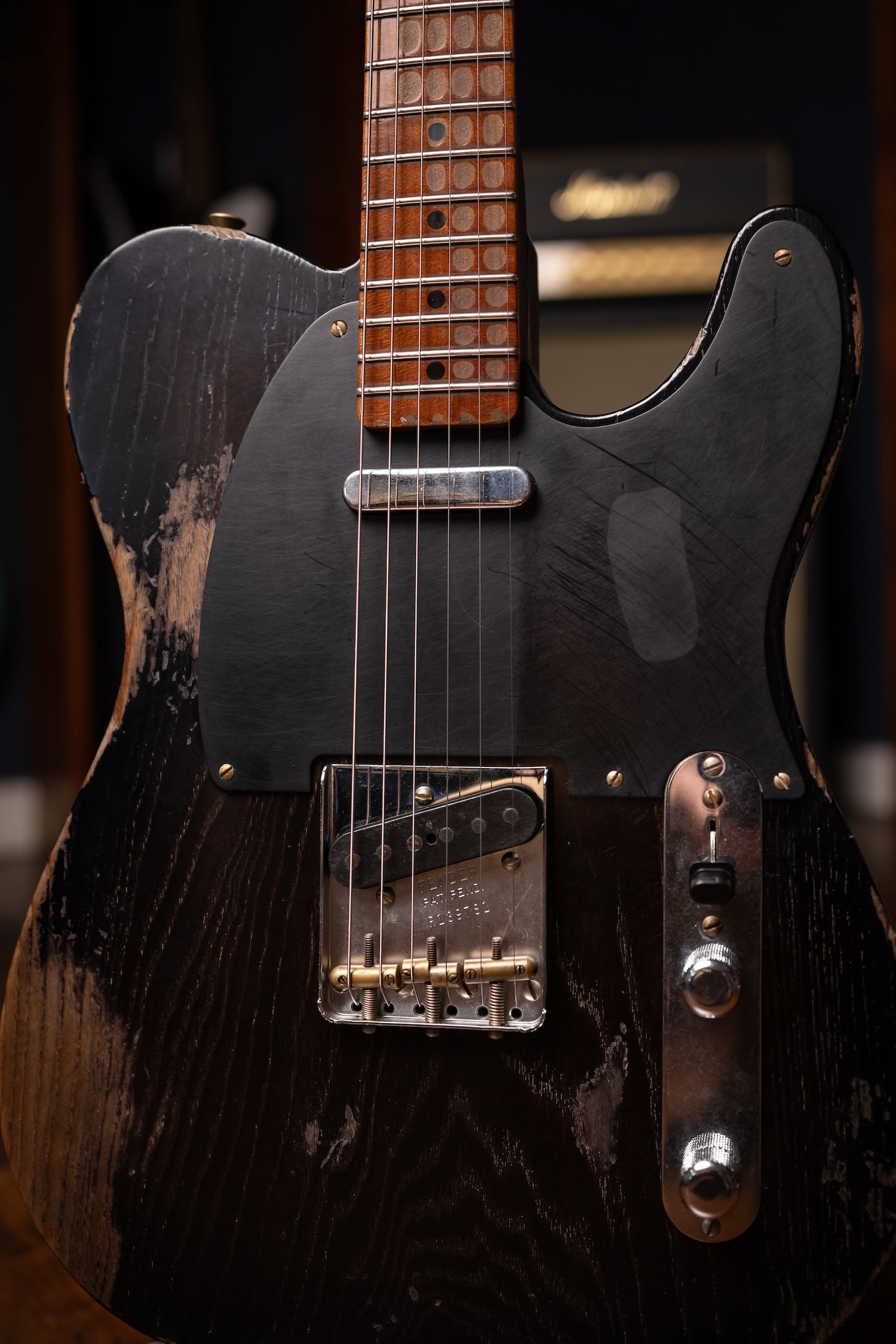 Fender Limited Edition Roasted Reverse '50s Telecaster Heavy Relic, 1-Piece Roasted Quartersawn Maple Neck Electric Guitar - Ebony Transparent (Copy)