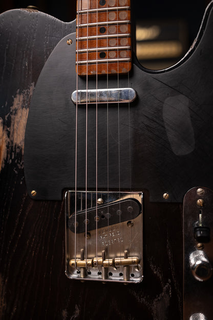 Fender Limited Edition Roasted Reverse '50s Telecaster Heavy Relic, 1-Piece Roasted Quartersawn Maple Neck Electric Guitar - Ebony Transparent (Copy)