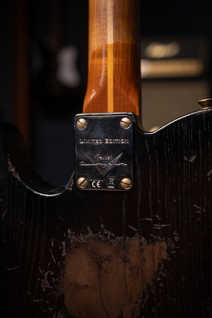 Fender Limited Edition Roasted Reverse '50s Telecaster Heavy Relic, 1-Piece Roasted Quartersawn Maple Neck Electric Guitar - Ebony Transparent (Copy)
