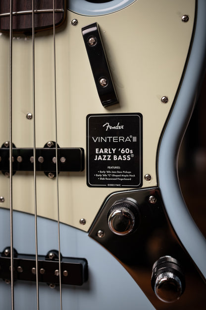 Fender Vintera® III Early '60s Jazz Bass®, Rosewood Fingerboard Electric Bass - Sonic Blue