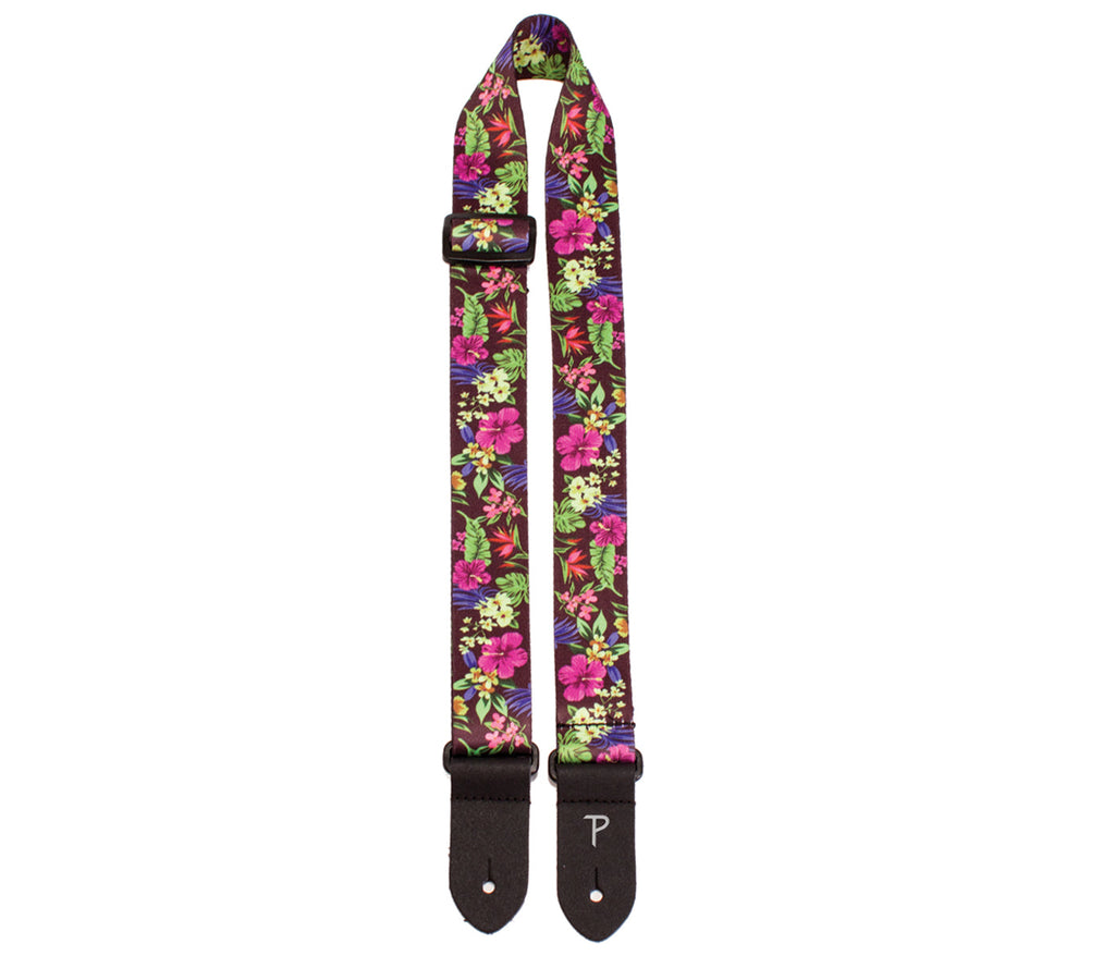 Multi Colored Luau Floral Design on Polyester Ukulele Strap