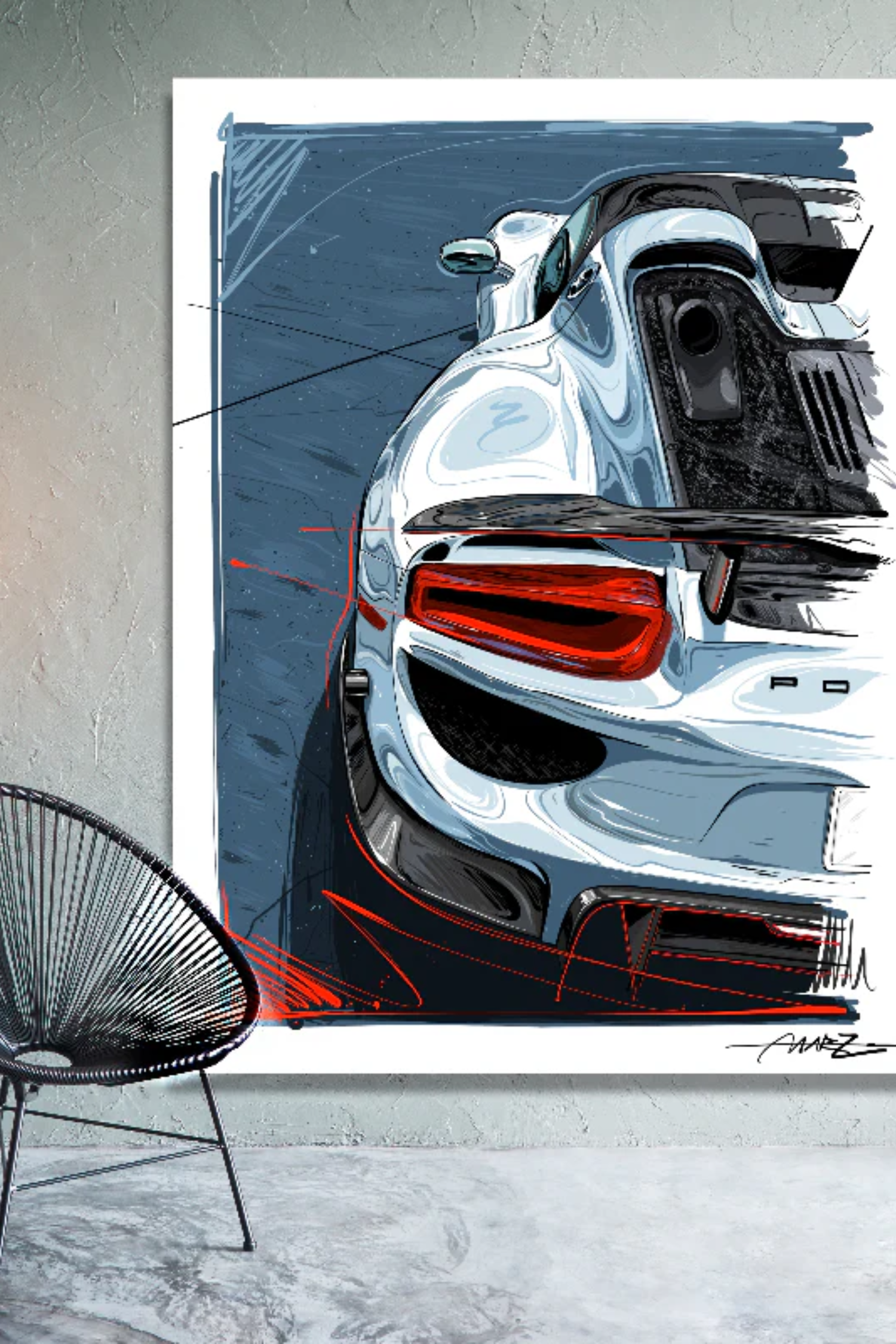 Marz Ink - Porsche 918 Spyder Detail (ACRYLIC & METAL) - 1 of 25