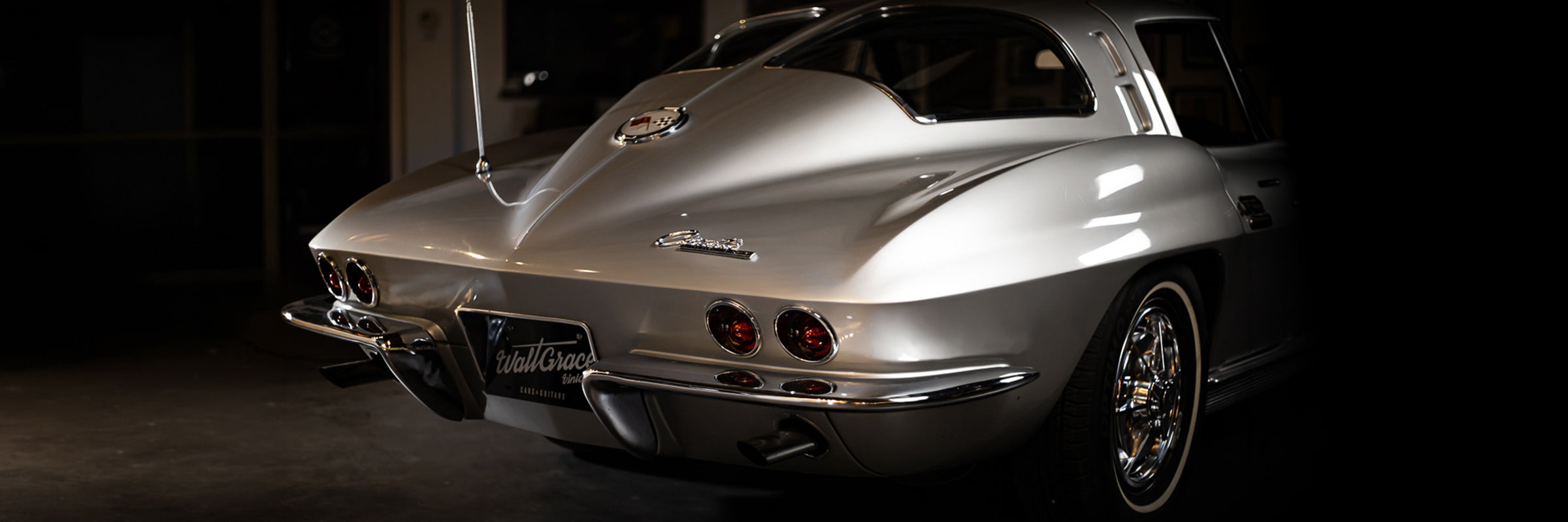 Silver Corvette at Walt Grace Vintage