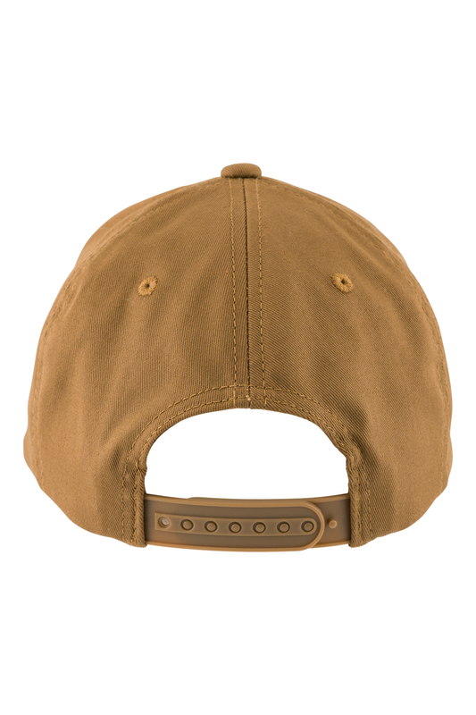 Brown cap with leather brim on a white background