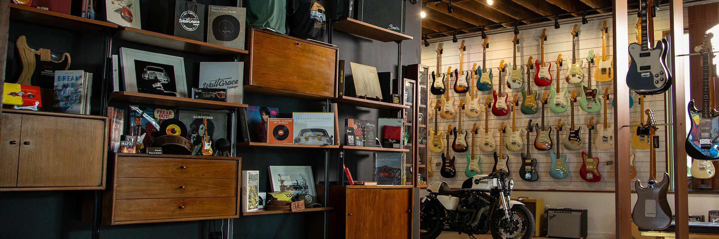 Walt Grace Vintage Boutique and guitar wall