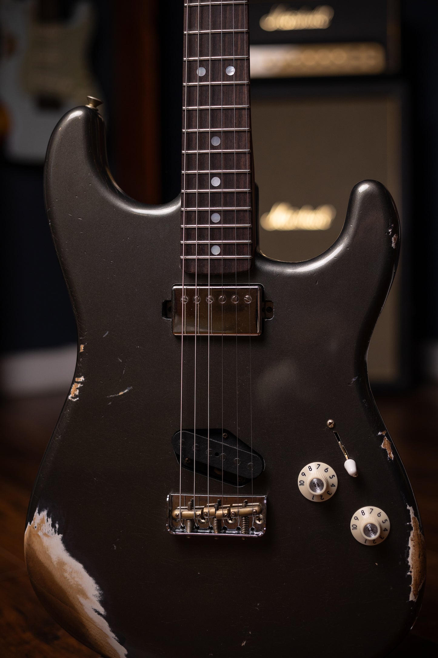 Fender Limited Edition Strat SH Heavy Relic Electric Guitar - Aged Charcoal Frost Metallic